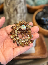 Load image into Gallery viewer, D&E Juliana Shooting Star Flower Faceted Topaz Glass AB Rhinestone Brooch VTG