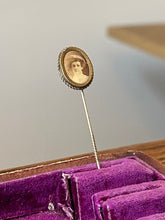 Load image into Gallery viewer, Antique Victorian Era Woman Portrait Stick Pin Gold Tone