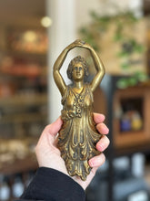 Load image into Gallery viewer, Antique Art Deco Brass Figural Salvage Woman Bust w/Floral Motif Gilt Gold from Chandelier or Sconce