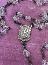Load image into Gallery viewer, Vintage 1940s Clear Hand Cut Crystal Sterling Silver Crucifix Rosary 22.5"