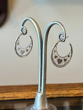 Load image into Gallery viewer, Vintage 1990s Sterling Silver Heart Open Hoop Earrings “Hearts in a Cage” Signed BEAU