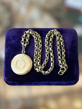 Load image into Gallery viewer, Vintage Midcentury Brass Rolo Chain Circle Locket Pendant Necklace 14.75”