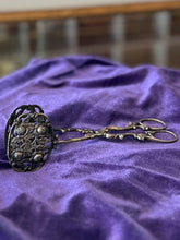 Load image into Gallery viewer, Antique Continental German 800 Silver Pierced Cabbage Rose Sugar Tongs Serving Tongs Ornate