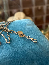 Load image into Gallery viewer, Antique Victorian Opal Seed Pearl Gold Filled Fob Slide Watch Chain Necklace 50”