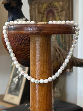 Load image into Gallery viewer, Vintage Midcentury 1950s 1960s Faceted Cut Glass White Aurora Borealis Beaded Necklace 15.5”