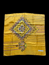 Load image into Gallery viewer, Designer Christian Dior 1960s Geometric Orange Yellow Pattern Square Silk Scarf Made in France 30" Vintage