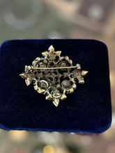 Load image into Gallery viewer, Vintage Signed HOBE Rhinestone Faux Pearls & Faux Turquoise Cabochon Brooch