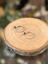 Load image into Gallery viewer, Vintage Sterling Silver 925 Textured Open Hoop Earrings Silver Hoops Minimalist