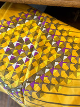 Load image into Gallery viewer, Designer Christian Dior 1960s Geometric Orange Yellow Pattern Square Silk Scarf Made in France 30" Vintage
