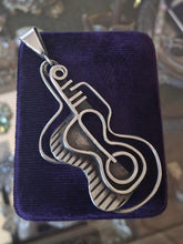 Load image into Gallery viewer, Vintage 1960s Signed Rebajes Sterling Silver Abstract Modernist Guitar Pendant