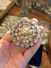Load image into Gallery viewer, Stunning Vintage Art Deco Circa 1930s Round Brooch Faceted Rhinestones & Faux Pearl Center