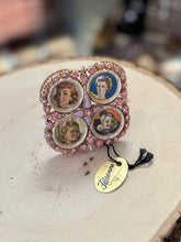 Load image into Gallery viewer, RARE Vintage Midcentury Signed FLORENZA Quartet 4 Picture Easel Back Photo Frame Gold Tone Pink Rhinestones