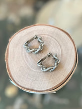 Load image into Gallery viewer, Vintage YSL Yves Saint Laurent Gunmetal Chain Link Design Silver Tone Clip-on Earrings Semi-Hoop