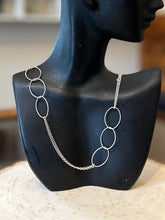 Load image into Gallery viewer, Contemporary Sterling Silver Textured Open Oval Loops Double Strand Sequence Chain Necklace 23.5”