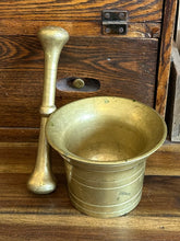 Load image into Gallery viewer, Vintage Heavy Solid Brass Mortar and Pestle Pharmacy Apothecary Pill Crusher