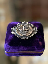 Load image into Gallery viewer, Antique Victorian Engraved Three Dimensional Basket Blooming Rose Floral Scroll Sterling Silver Brooch Pin