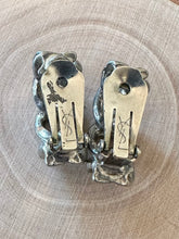 Load image into Gallery viewer, Vintage YSL Yves Saint Laurent Gunmetal Chain Link Design Silver Tone Clip-on Earrings Semi-Hoop