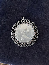 Load image into Gallery viewer, You Pick! Vintage Midcentury Coin Pendants Silver Tone | 1973 Queen Elizabeth 50 Pence or 1964 Ike Dollar John F. Kennedy JFK