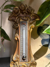 Load image into Gallery viewer, Antique Art Nouveau Brass Floral Tabletop Thermometer 8.4” Tall | Working Condition