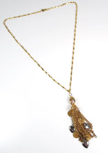 Load image into Gallery viewer, ‘CHAIN OF HEARTS’ Handmade Gold Tone Tassel Chain Necklace Hearts & Faux Coins