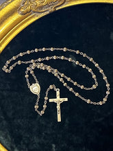 Load image into Gallery viewer, Vintage Circa 1940s All Sterling Silver Grooved Bead Sacred Heart Rosary Engraved E.A. Cronauer Religious 16.55”