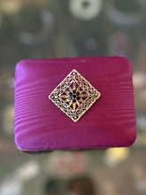 Load image into Gallery viewer, Vintage 1960s Signed Andreas Daub German Rolled Gold & Genuine Garnet Filigree Brooch Midcentury