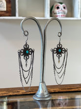Load image into Gallery viewer, Vintage Bohemian Chandelier Silver Plated & Genuine Turquoise Statement Dangle Earrings