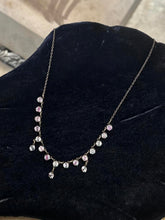 Load image into Gallery viewer, Vintage Art Deco Sterling Silver Watermelon Austrian Crystal Dainty Necklace 17"