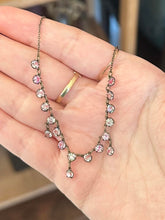 Load image into Gallery viewer, Vintage Art Deco Sterling Silver Watermelon Austrian Crystal Dainty Necklace 17"
