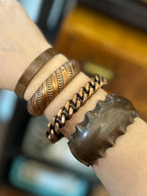 Load image into Gallery viewer, You Pick! Solid Copper Cuff Bracelet Vintage 1970s Solid, Curb Chain, Ruffled, Crescent Moon Unisex