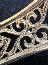 Load image into Gallery viewer, Vintage P*M Art Deco Revival Sterling Silver Filigree Sapphire Hinged Bracelet