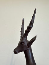 Load image into Gallery viewer, Mid Century Modern Hand Carved Antelope Sculpture | Solid Dark Wood