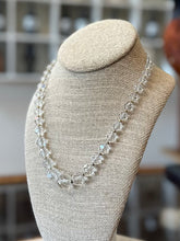 Load image into Gallery viewer, Vintage Midcentury Faceted Clear Crystal Graduated Beaded Necklace with Gold Tone Separators 18”