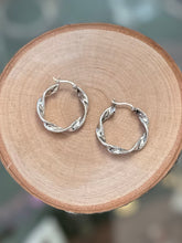 Load image into Gallery viewer, Vintage Sterling Silver 925 Twist Hoop Earrings Silver Hoops