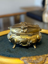 Load image into Gallery viewer, Antique Art Nouveau Period | Signed B&W Jewelry Casket Gilt Lady Face Lily Flower | Unlined