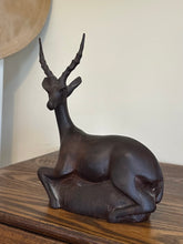 Load image into Gallery viewer, Mid Century Modern Hand Carved Antelope Sculpture | Solid Dark Wood