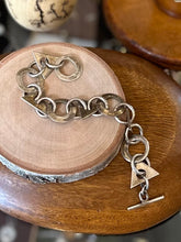 Load image into Gallery viewer, Vintage Signed TAXCO Mexico TS-29 Geometric Circles & Triangles Link Bracelet Toggle Clasp 7”