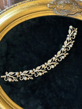 Load image into Gallery viewer, Vintage 1960s Signed LISNER Faux Pearl & Rhinestone Gold Tone Panel Link Bracelet Midcentury 7”