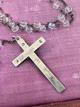 Load image into Gallery viewer, Vintage 1940s Clear Hand Cut Crystal Sterling Silver Crucifix Rosary 22.5"