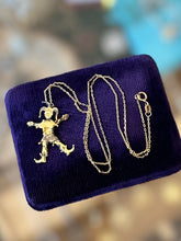 Load image into Gallery viewer, Vintage Gold Plated Sterling Silver Articulated Jester Pendant Necklace 17.75”