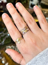 Load image into Gallery viewer, Vintage Signed SIL Silpada 925 Sterling Silver & 14K Yellow Gold Leaf Pink Opal Wide Cigar Band Ring US Size 7 1/2
