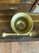 Load image into Gallery viewer, Vintage Heavy Solid Brass Mortar and Pestle Pharmacy Apothecary Pill Crusher