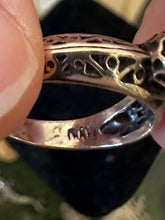 Load image into Gallery viewer, Vintage Edwardian Revival Sterling Silver Pierced Shank Solitaire Cubic Zirconia CZ Ring US Size 7
