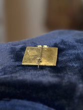 Load image into Gallery viewer, Antique Victorian Mourning Brooch Hair Jewelry Beveled Glass Rectangular Pin w/ C Clasp Blonde & Brunette