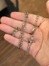 Load image into Gallery viewer, Vintage Italy Silver Plated Beaded Rosary Miraculous Medal Mary Crucifix 12.5"