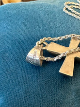 Load image into Gallery viewer, Vintage Sterling Silver Taxco Mexico Unisex Solid Cross Rope Chain Pendant Necklace 23”