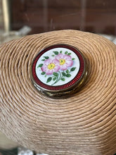 Load image into Gallery viewer, Vintage 1930s Art Deco Czech Guilloche Enamel Floral Mirror Compact Made in Czechoslovakia
