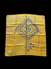 Load image into Gallery viewer, Designer Christian Dior 1960s Geometric Orange Yellow Pattern Square Silk Scarf Made in France 30" Vintage