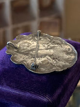 Load image into Gallery viewer, Vintage Art Nouveau Revival Repousse Silver Plated Woman Nymph Flowing Hair Floral Brooch Pin or Pendant
