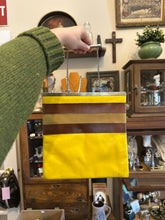 Load image into Gallery viewer, Vintage 1990s Granello Italy Yellow & Brown Striped Modernist Purse Silver Tone Bar Chain Handle